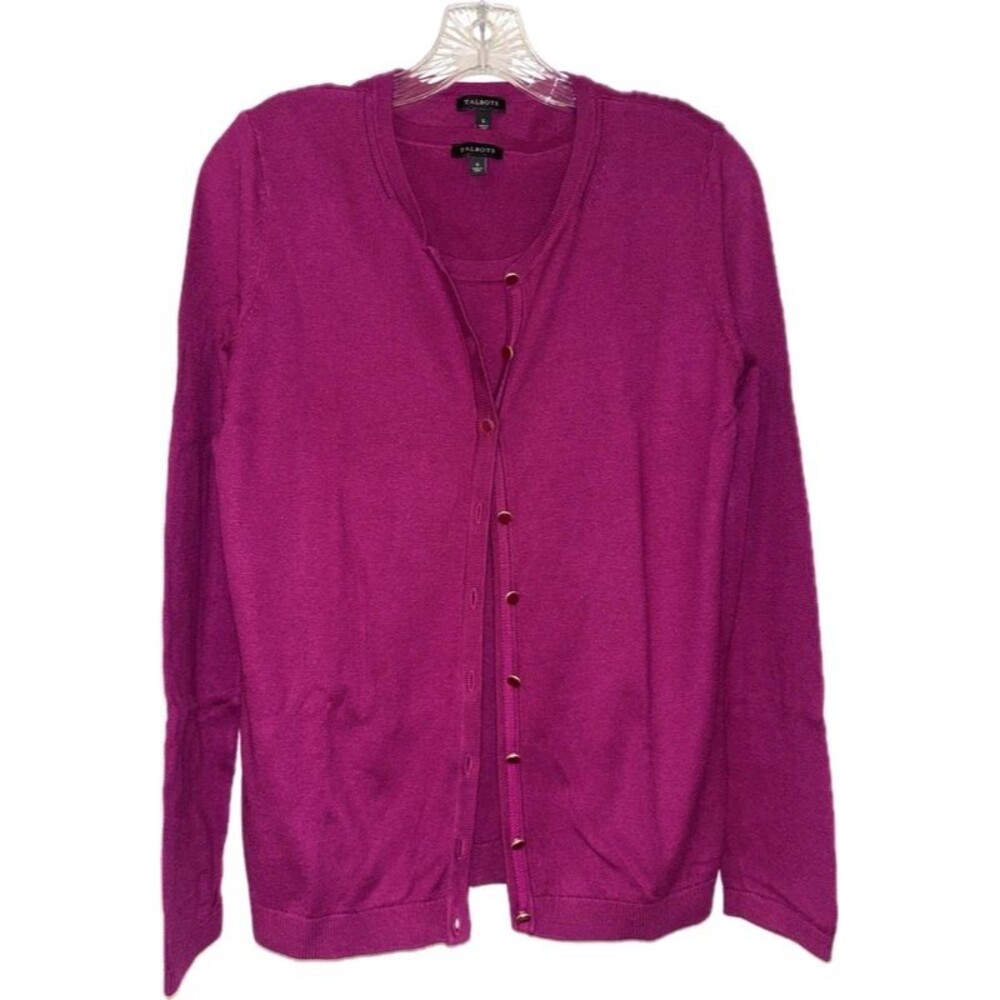 Talbots Raspberry Twin Sweater Set Small